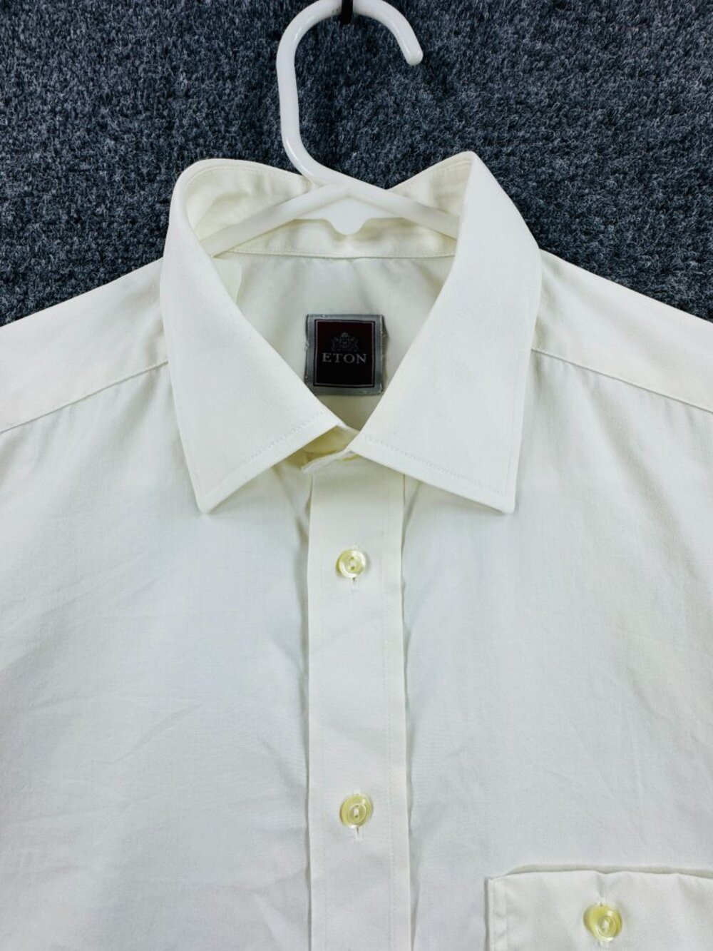 Eton Ivory 15.25 Mens Premium Long Sleeve Solid Shirt Office Button Up Pocket